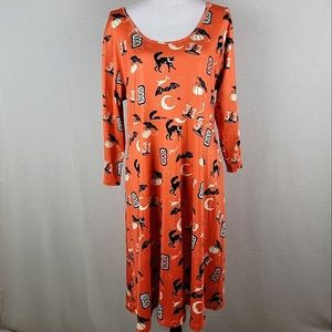 Small Halloween Orange Black Cat Moon Pumpkin CYINU Brand Dress